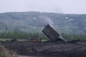 Coal ash being dumped in Fairbanks. 